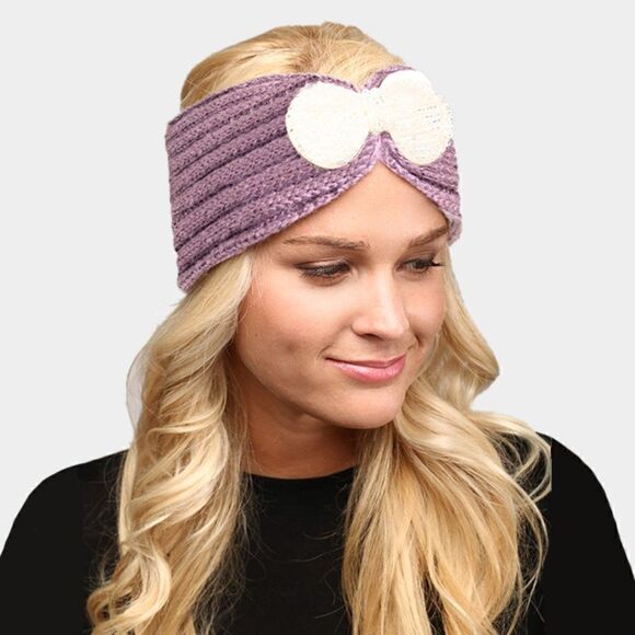 Soft Knit Bow Earmuff Headband - Picture 1 of 6